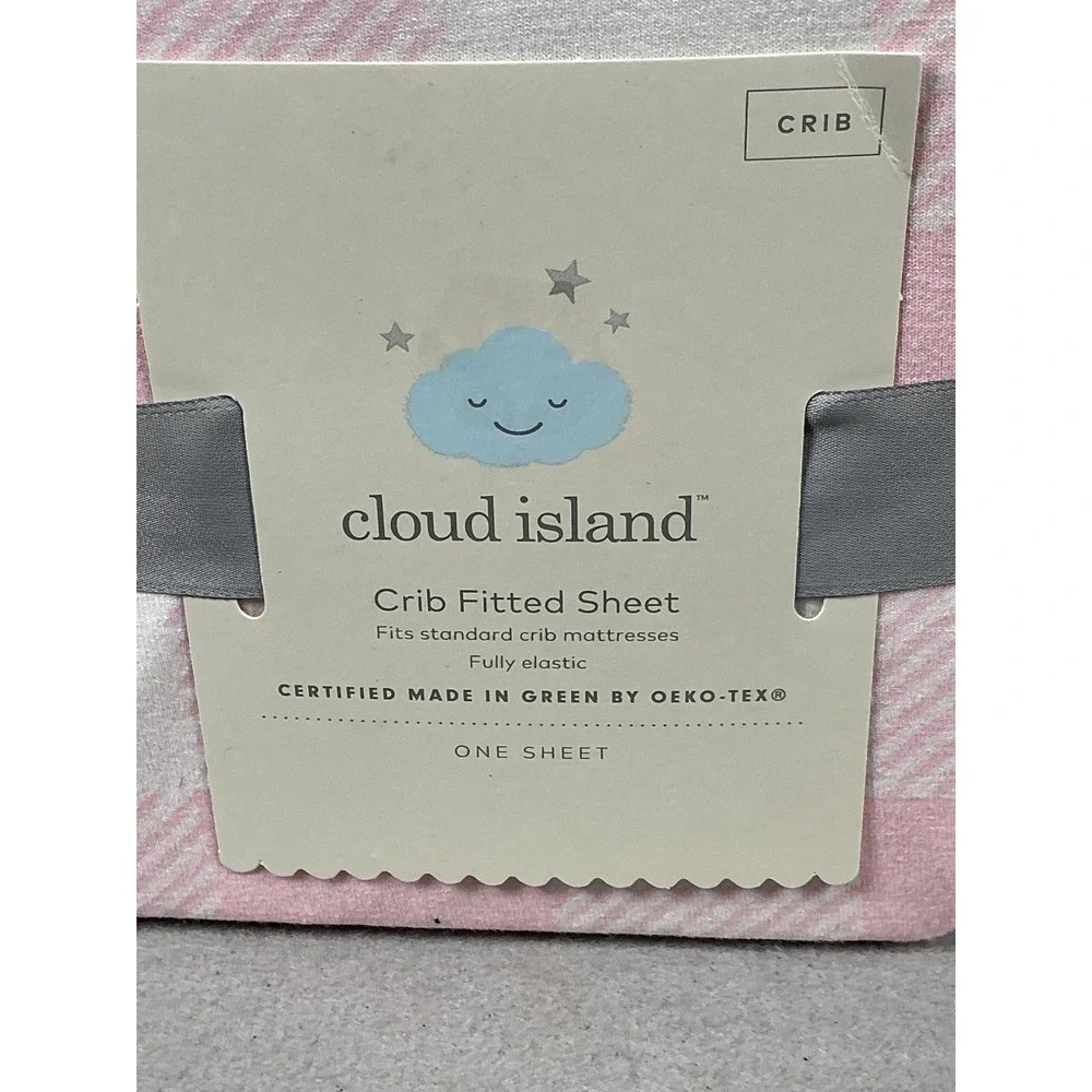 Cloud Island Pink Gingham Crib Fitted Sheet 28x52 OEKO-TEX Baby Nursery New